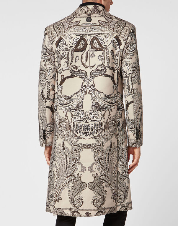 Wool Long Coat Paisley Foulard Wool Long Coat Paisley Foulard