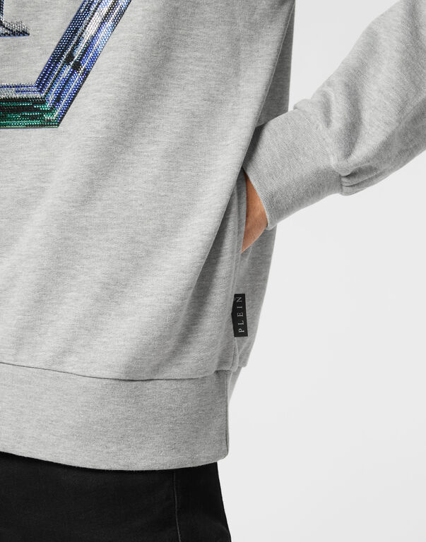 Hoodie Sweatshirt LS Strass Hexagon