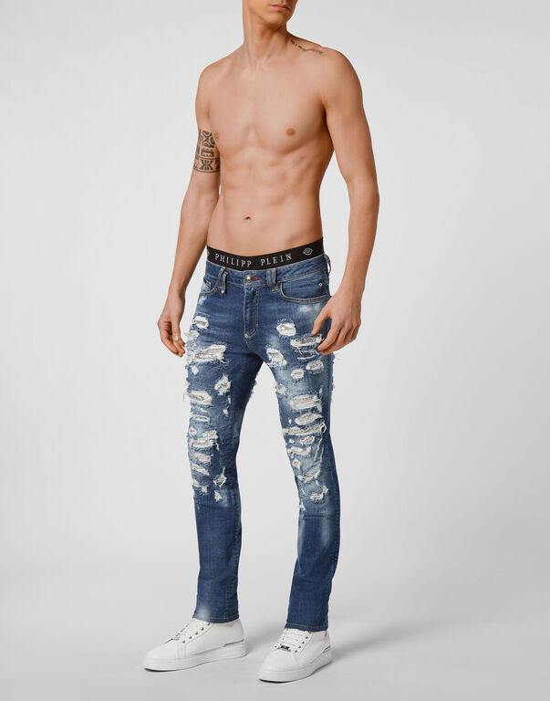 Denim Slim Fit with Metal mesh