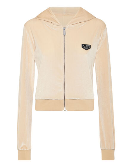 Chenille Hoodie Sweatjacket Strass Skull