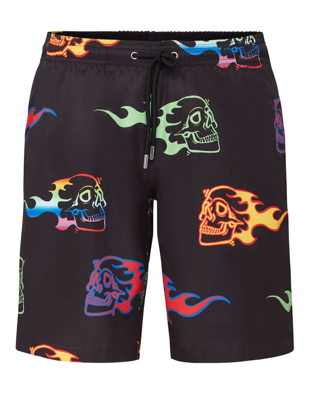 Beachwear Short Trousers Skull on fire