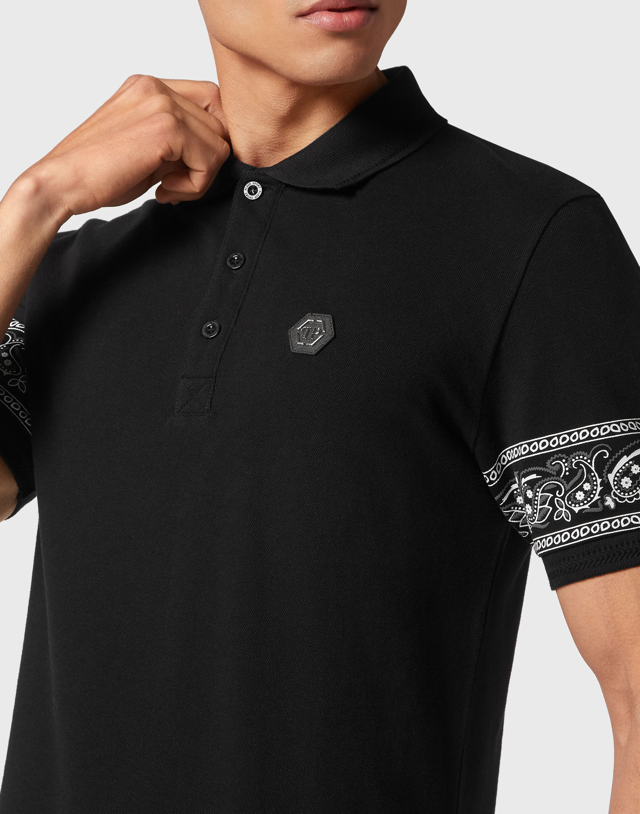 Slim Fit Piquet Polo Shirt SS Paisley Bandana Philipp Plein Outlet