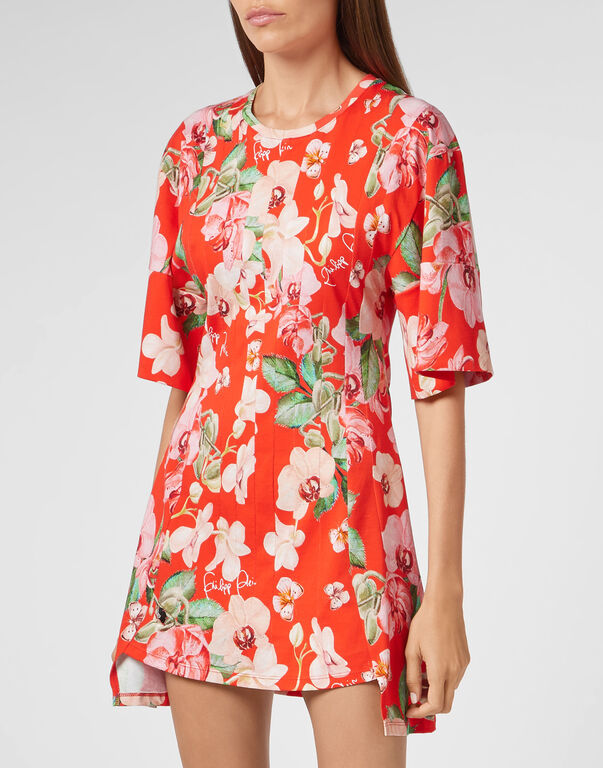 T-Shirt Short Dresses Flowers