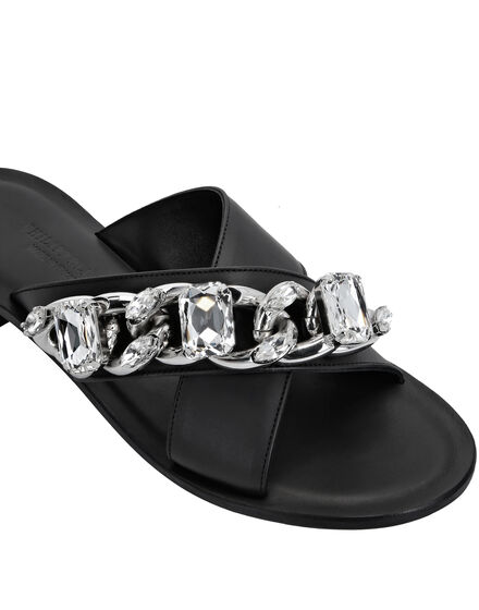 Leather Sandals Flat Chains