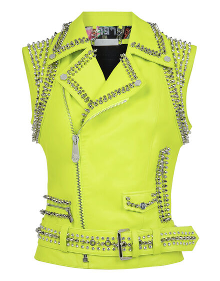 Leather Vest Short Studs