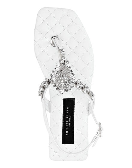 Sandals Flat Crystal Skull with Crystals