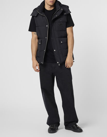 Nylon Puffer Vest Gothic Plein