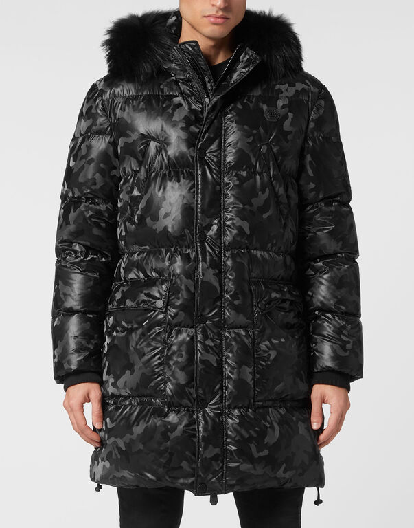Nylon Parka With Fur Details
