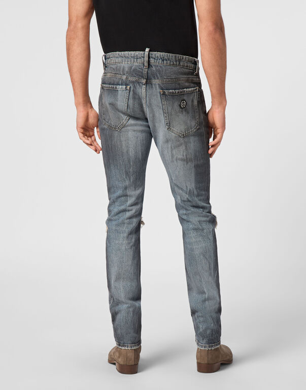 Super Straight Cut Trousers With Python Inserts