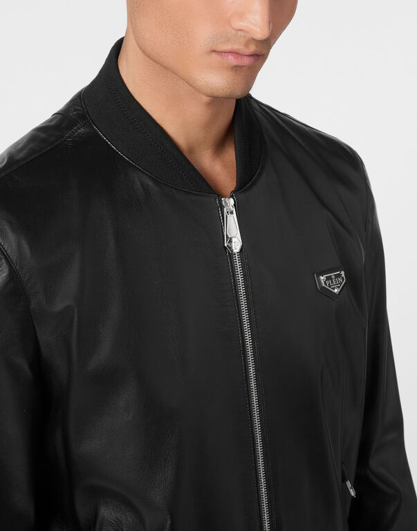 Leather Bomber LS Iconic Plein