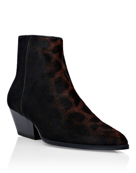 Leather pony Boots Low Flat Leopard