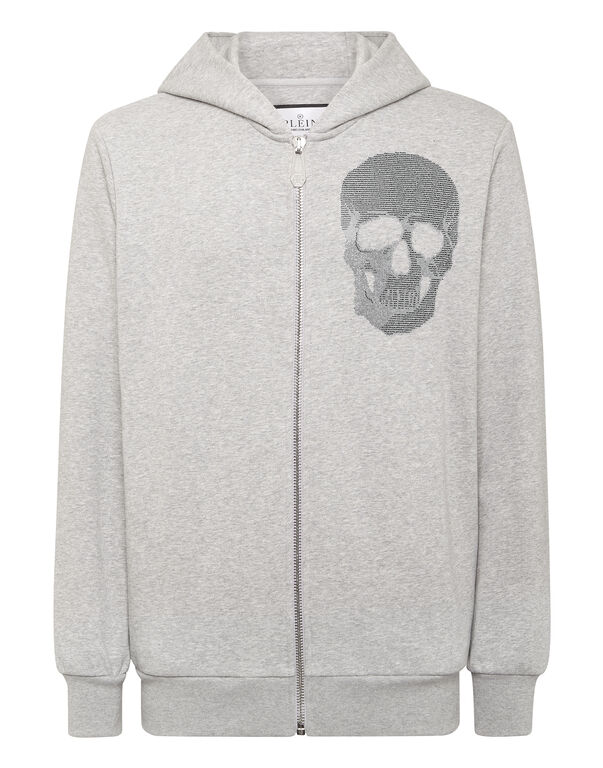 Zipped Hoodie Sweatshirt Skull strass