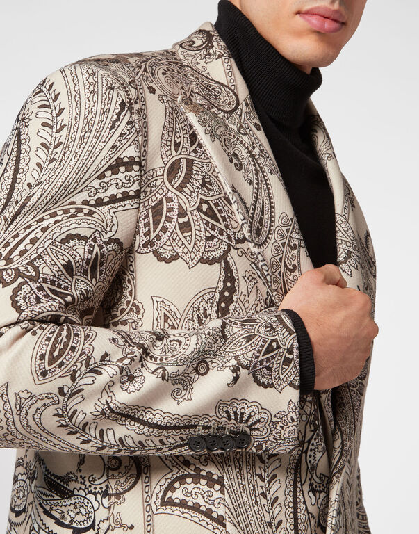 Wool Long Coat Paisley Foulard Wool Long Coat Paisley Foulard