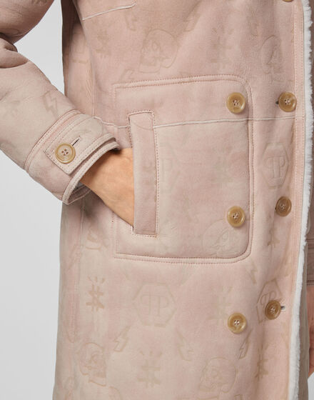 Shearling Leather Long Coat Monogram