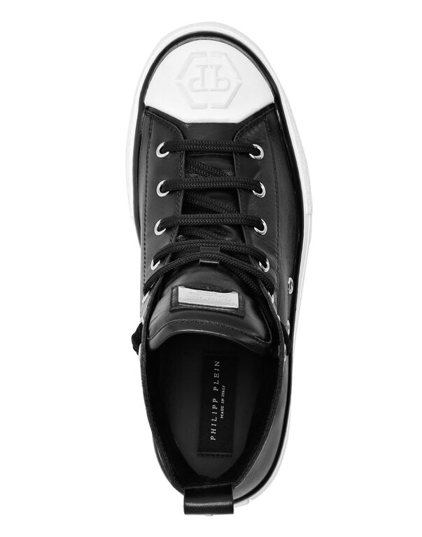 Laminated Leather Hi-Top Sneakers Megastar