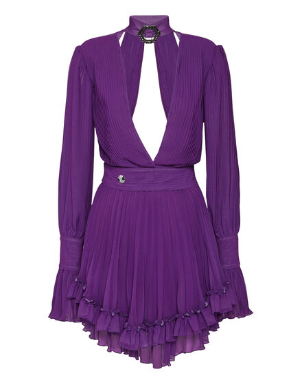 Chiffon Plisse Short Dress