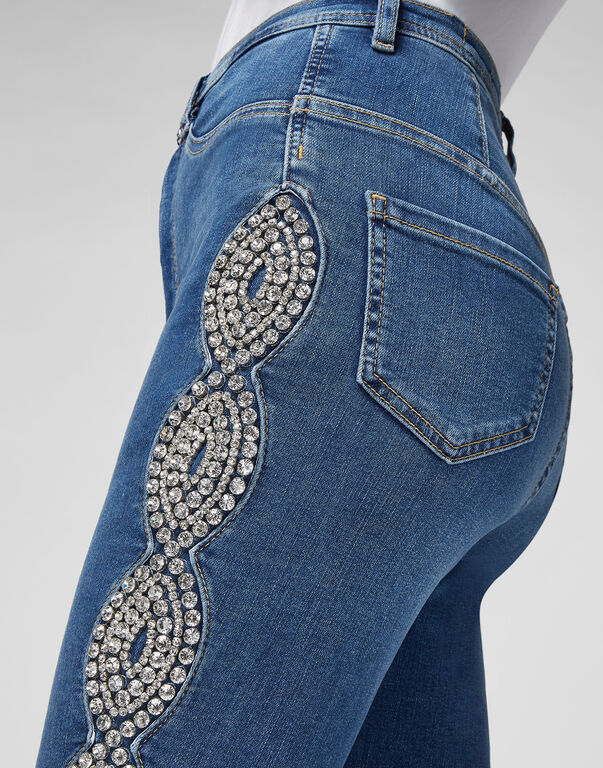 Denim Super High Waist Jegging Crystal Cable