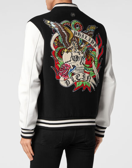 College Bomber with Woolen cloth base Tattoo College Bomber with Woolen cloth base Tattoo