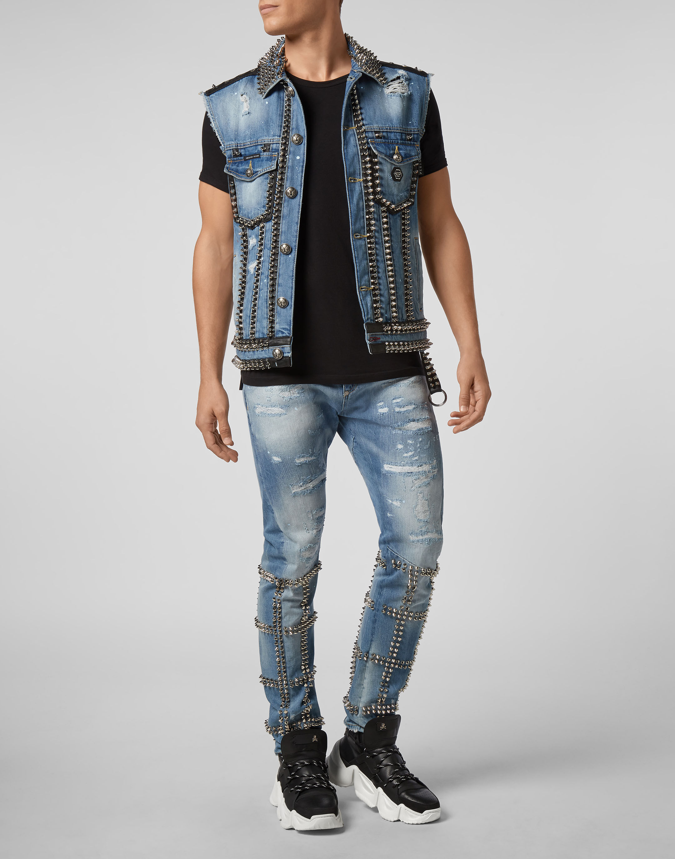トップス AFB STUDDED DENIM VEST Studded Denim Vest – Rodéo Boutique