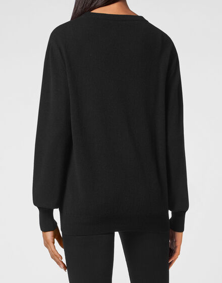 Cashmere Pullover Round Neck LS with Crystals
