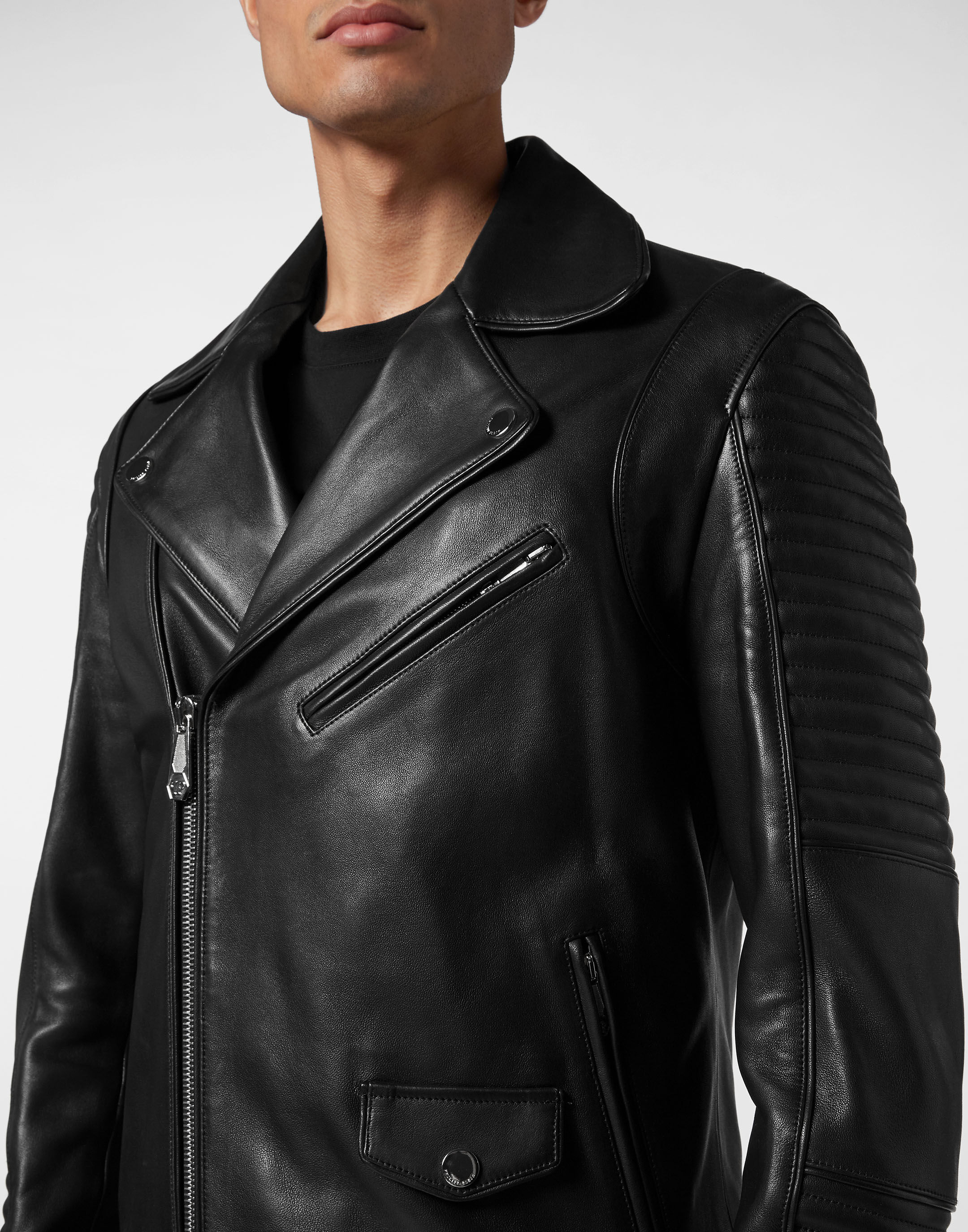 Padded Leather Biker Jacket Gothic Plein Philipp Plein Outlet