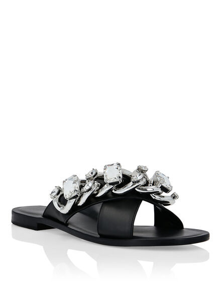 Leather Sandals Flat Chains