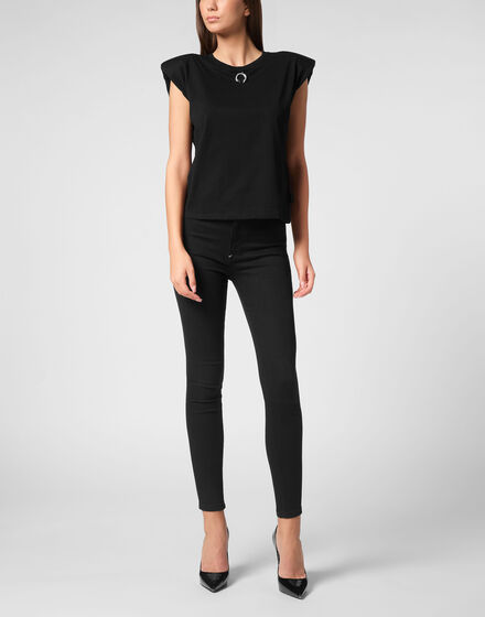 Tank Top Round Neck Piercing With Padded Shoulder Tank Top Round Neck Piercing With Padded Shoulder