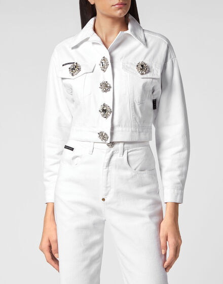 Denim Cropped Loose Fit Jacket Stones