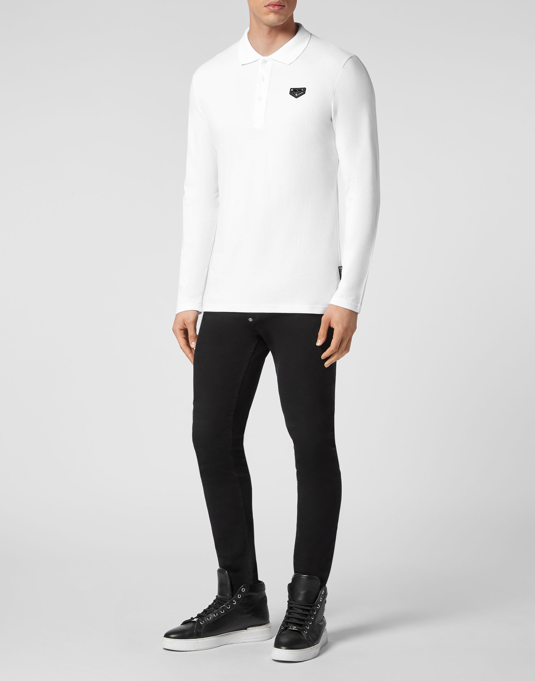 Slim fit long sleeve polo cheap