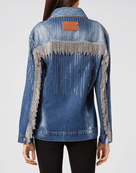 Denim Jacket Crystal Fringe Denim Jacket Crystal Fringe