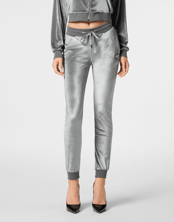 Chenille Jogging Trousers Strass Skull