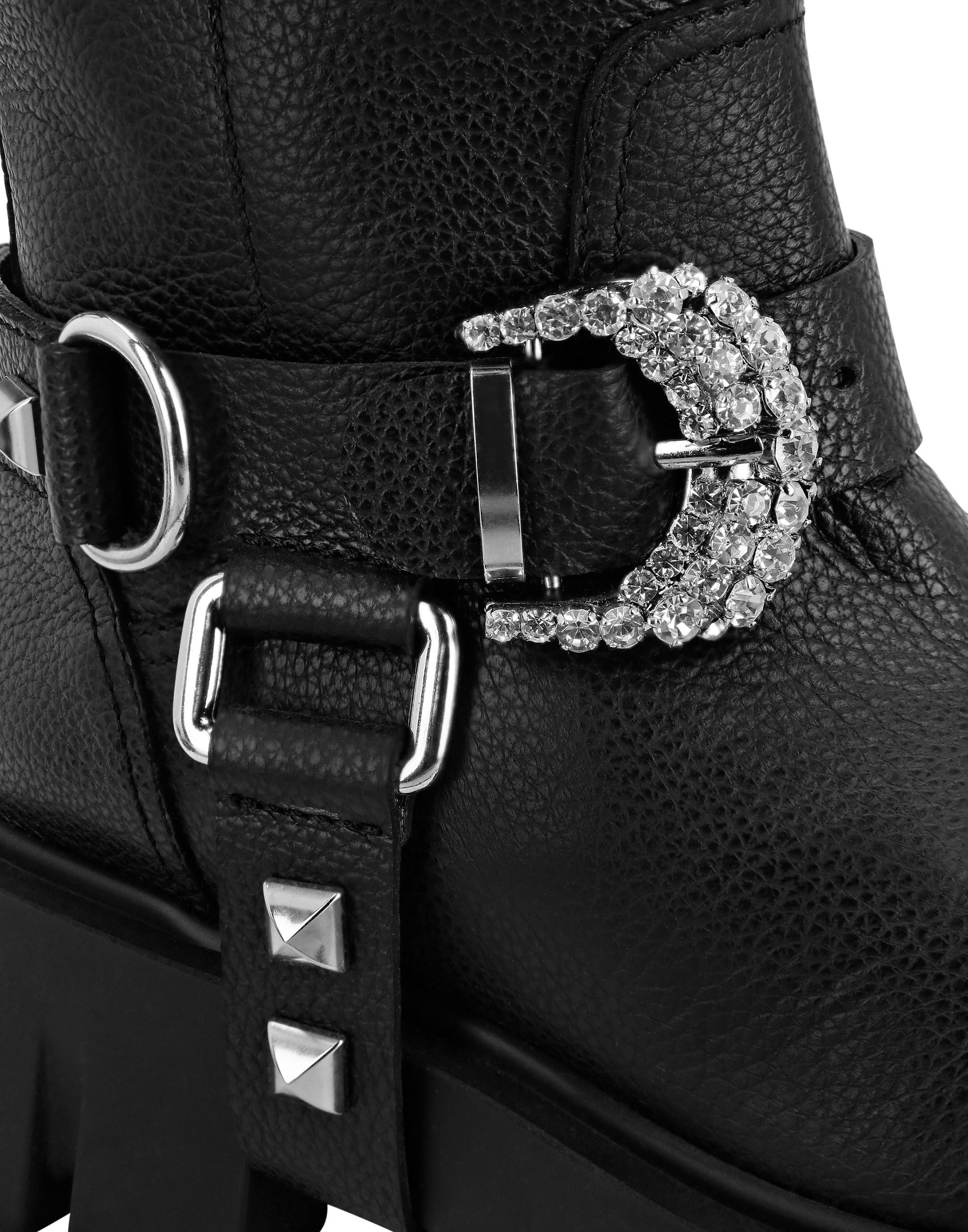 Biker boots with buckles cheap and straps