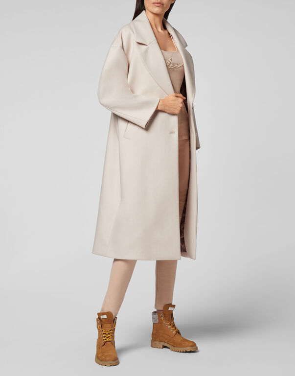 Wool Coat Long Iconic Plein