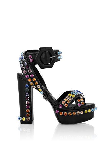 Sandals High Heels Multicolor with Crystals