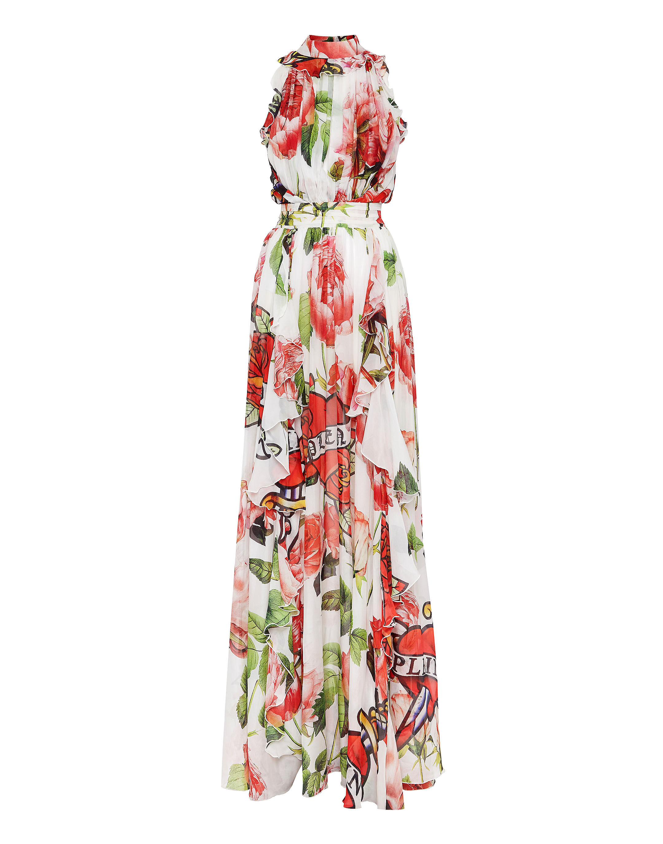 Silk Chiffon Long Dress Love Philipp Plein Outlet