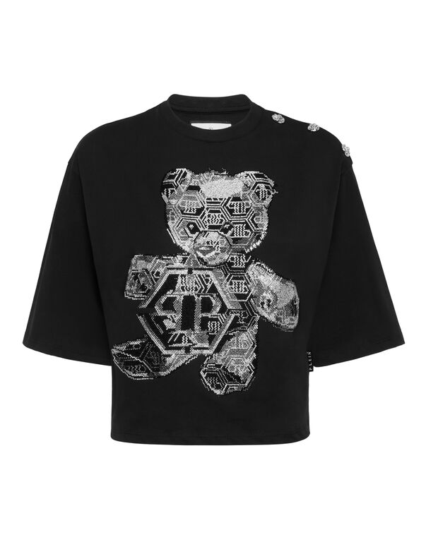 Cropped Round Neck T-Shirt 3D Teddy
