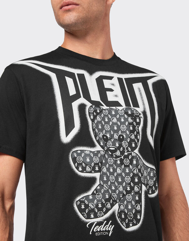 T-shirt Round Neck SS Spray Effect Print Teddy Bear