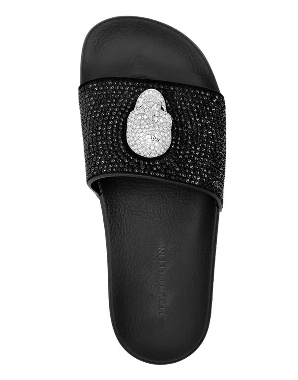 Sandals Flat Skull with Crystals