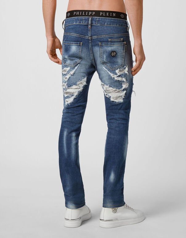 Denim Slim Fit with Metal mesh