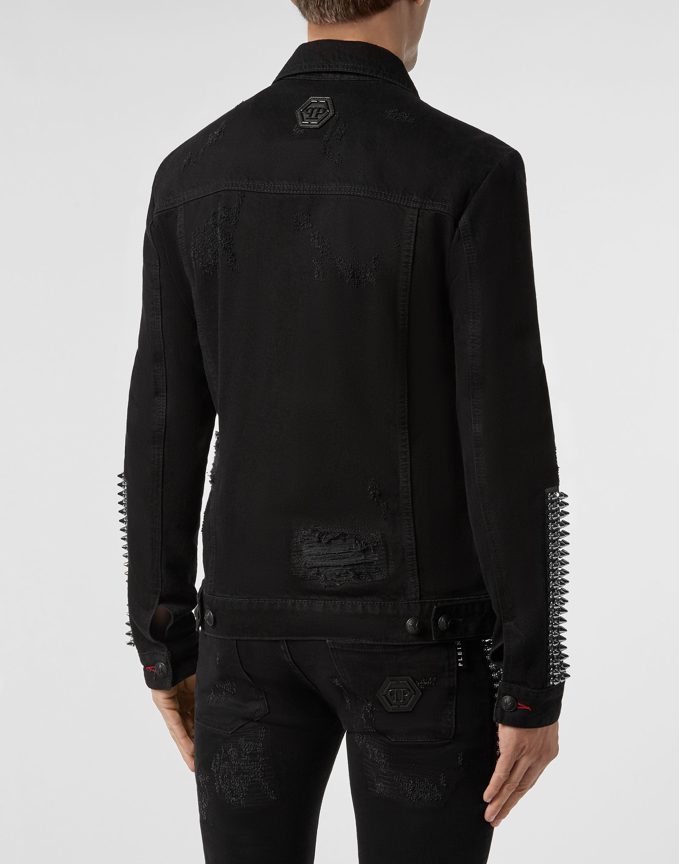 Destroyed long denim jacket clearance
