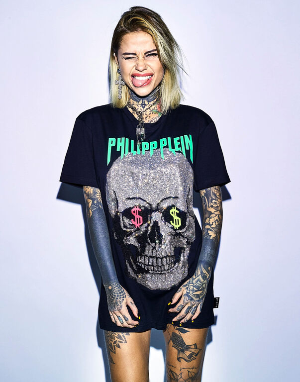 Kilimanjaro Hoes Tol T-shirt Round Neck SS Skull strass | Philipp Plein Outlet
