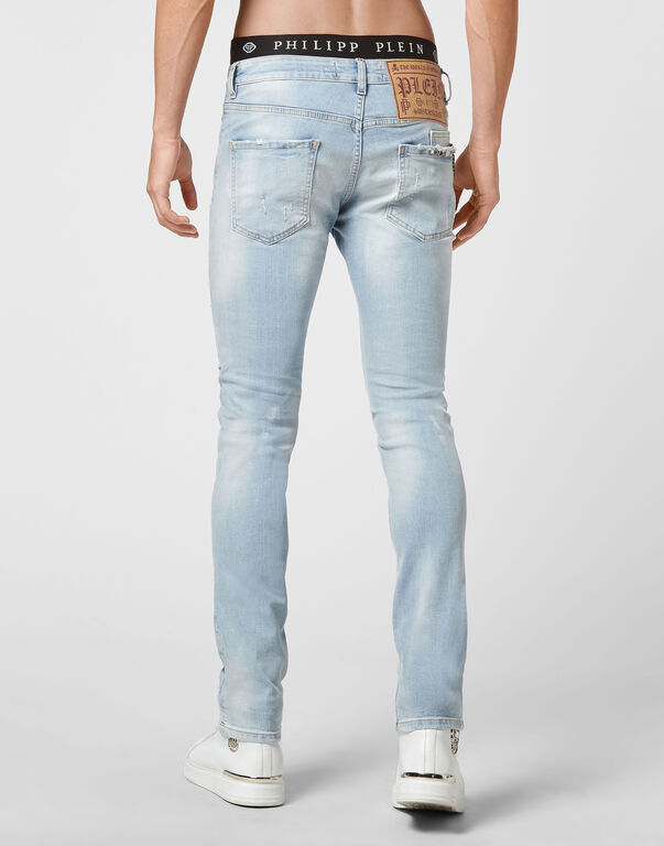 Denim Trousers Super Straight Cut Studs