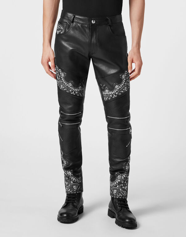 Leather Biker Trousers Paisley