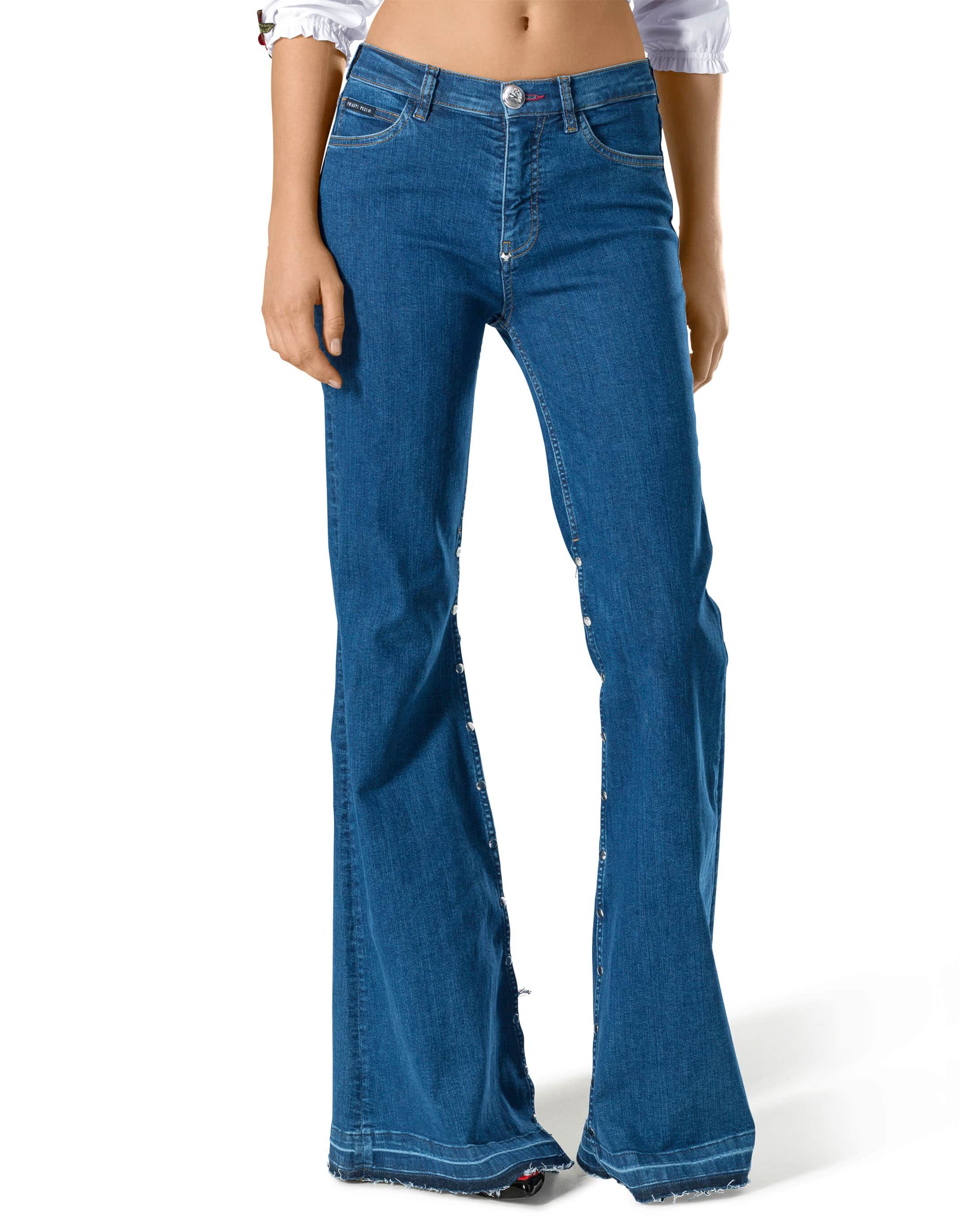 Philipp Plein Denim Ausgestellte Jeans in Blau Damen Bekleidung Jeans Schlagjeans 