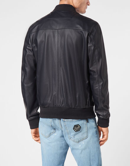 Leather Bomber LS Iconic Plein