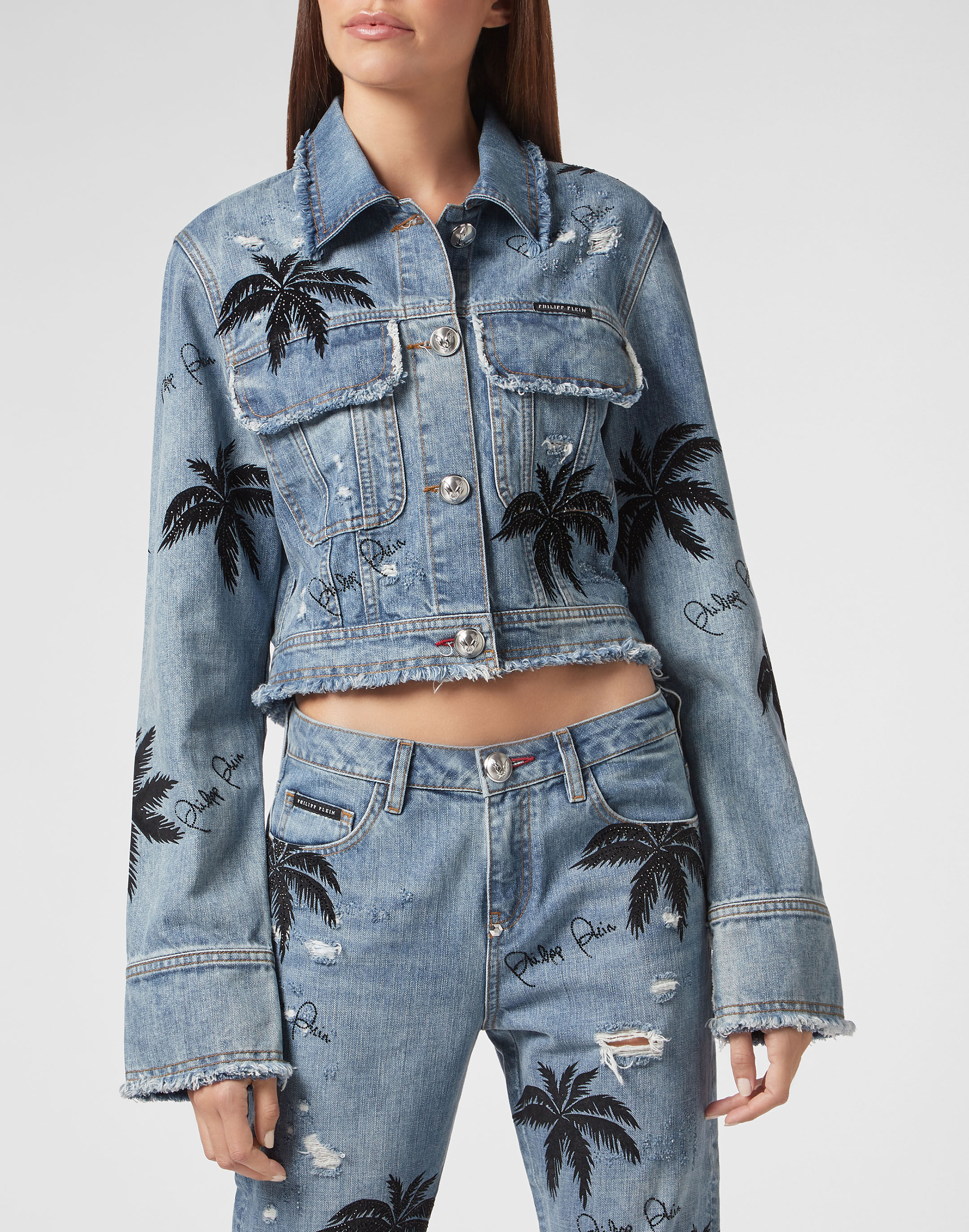 Amiri palm tree new arrivals denim jacket