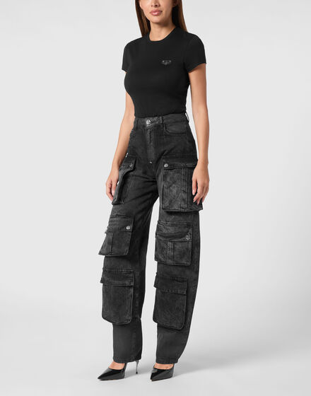 Denim Oversize Cargo Trousers