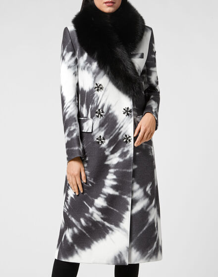 Cady Coat Long Fur Insert Tie dye