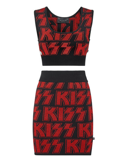 Knit Compose Top+Skirt Rock band