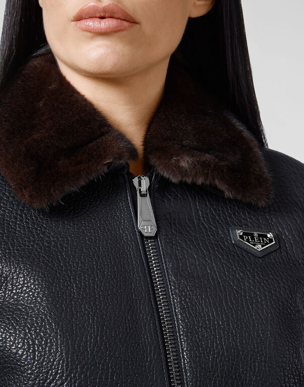 Leather Bomber with mink insert Luxury
